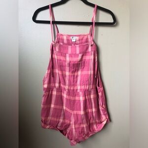 Billabong Pink/peach plaid Romper
